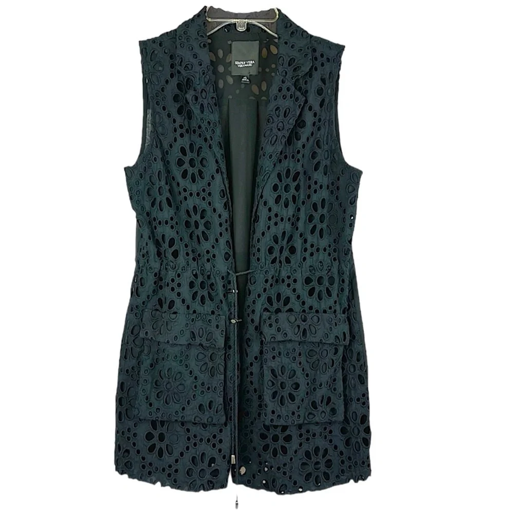 Simply Vera Vera Wang eyelet cardigan pull tie Size XS